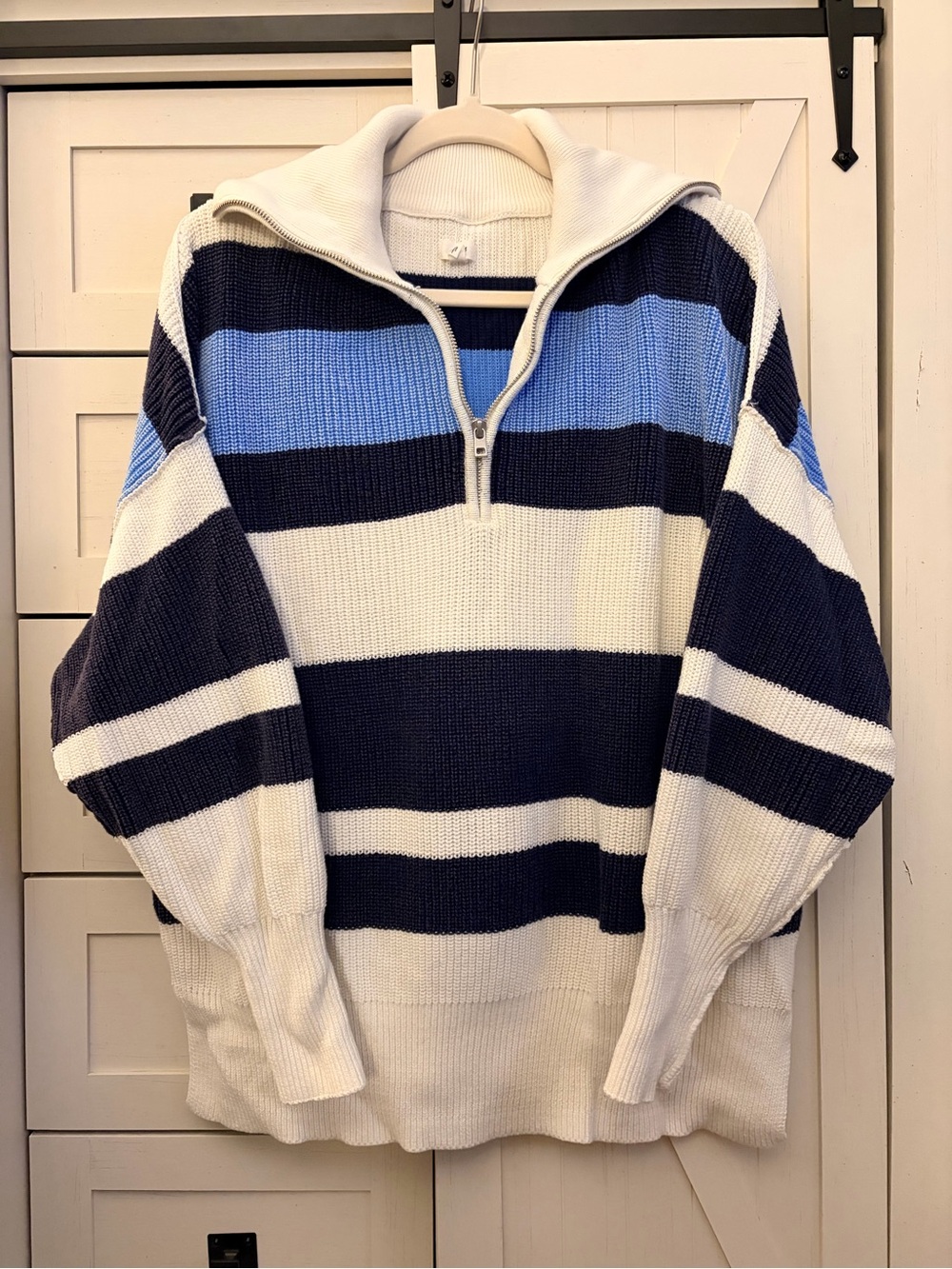 Aerie - Women’s Oversized Quarter-Zip Stripe Sweater - Size M